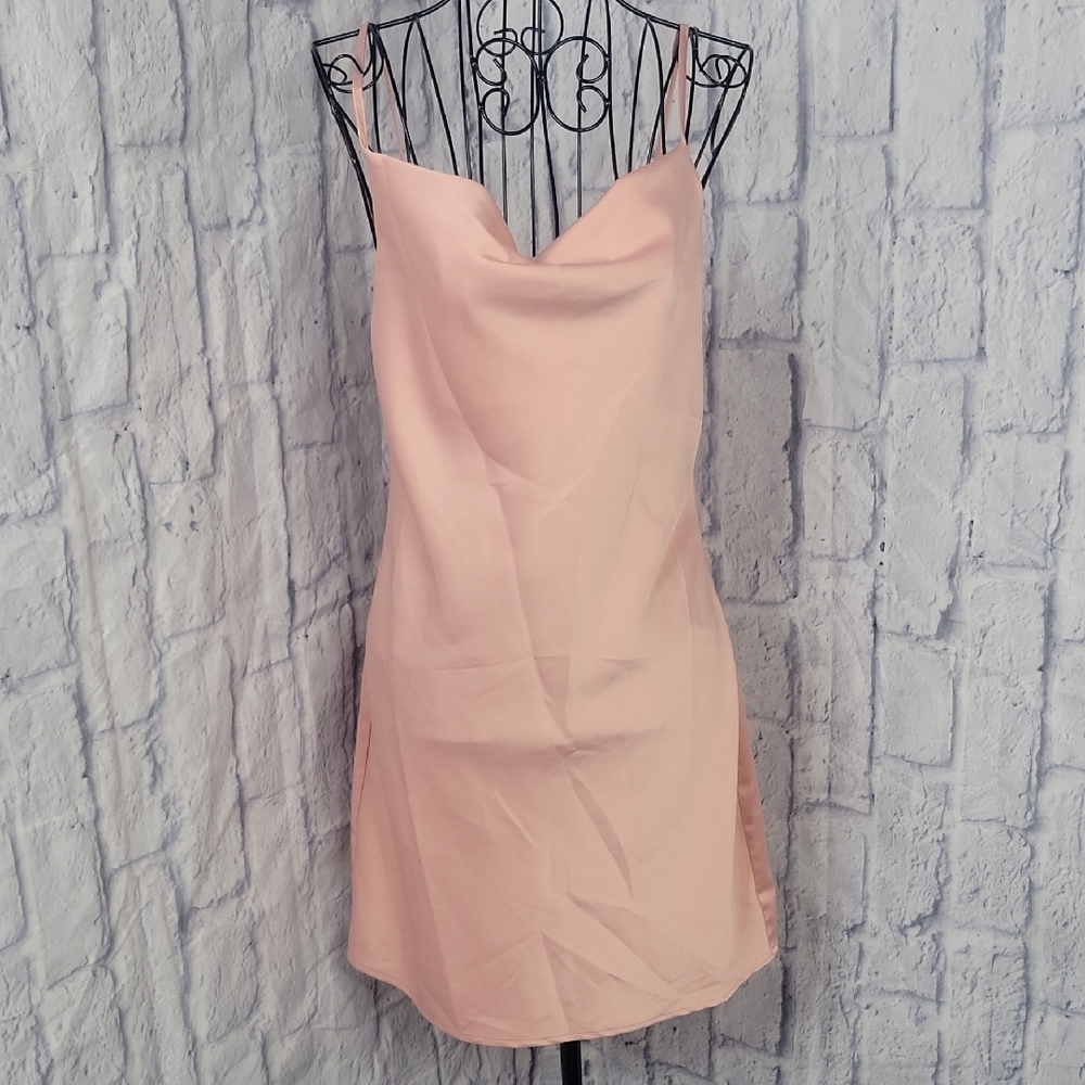 Altar'd State Blush Pink Satin‎ Slip Mini Dress XS
